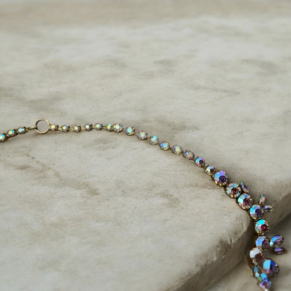 Amsel Aurora Borealis Crystal Necklace Vintage - Picture 5 of 10